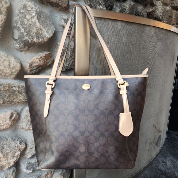 COACH K1321-F28365 Peyton Signature Zip Top Tote Bag - Picture 1 of 15